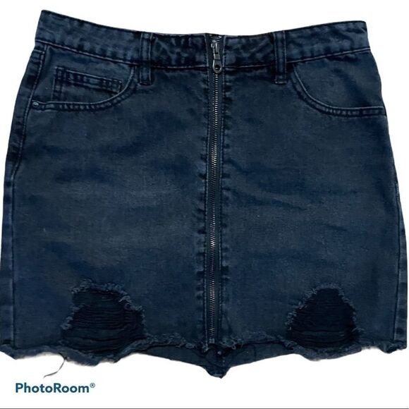 Destroyed Denim Jean Skirt by Refuge, Small - Picture 1 of 5